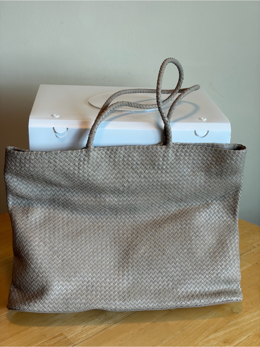 NWOT Quince Siena Handwoven Tote Taupe - Picture 8 of 11
